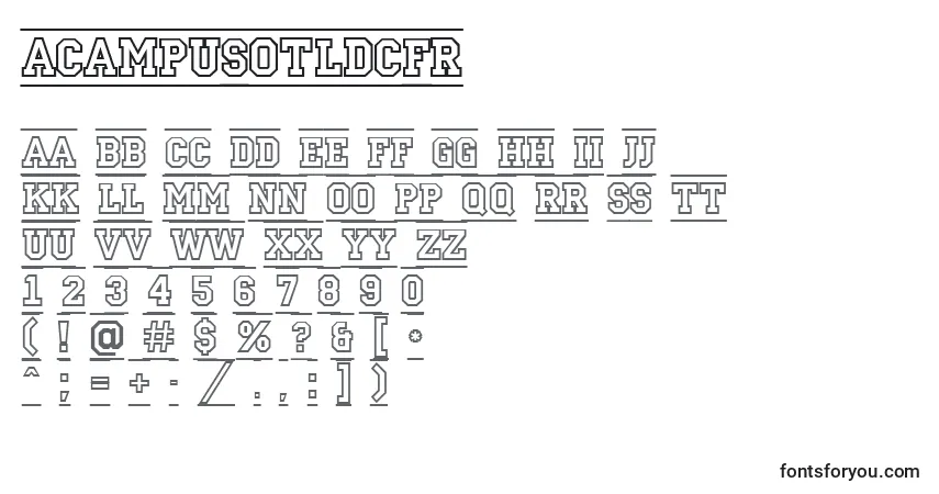 Czcionka ACampusotldcfr – alfabet, cyfry, specjalne znaki