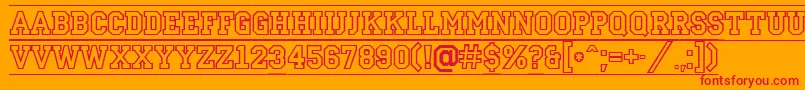 ACampusotldcfr Font – Red Fonts on Orange Background