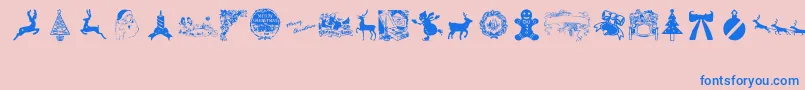 VintageChristmas-Schriftart – Blaue Schriften auf rosa Hintergrund
