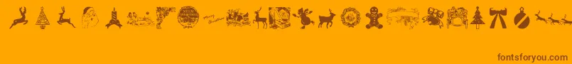 VintageChristmas Font – Brown Fonts on Orange Background