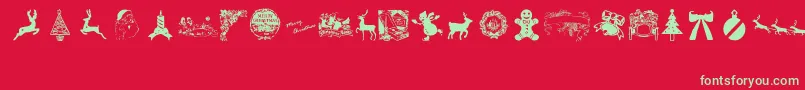 VintageChristmas-Schriftart – Grüne Schriften auf rotem Hintergrund