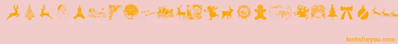 VintageChristmasフォントについての詳細 フォントVintageChristmas – オレンジの文字がピンクの背景にあります。