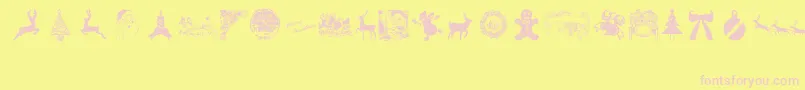 フォントVintageChristmas – ピンクのフォント、黄色の背景