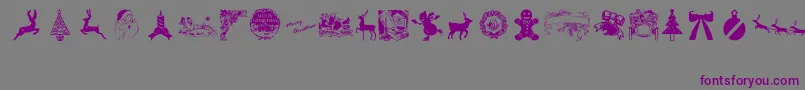 フォントVintageChristmas – 紫色のフォント、灰色の背景