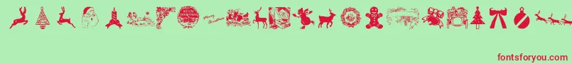 VintageChristmas-Schriftart – Rote Schriften auf grünem Hintergrund