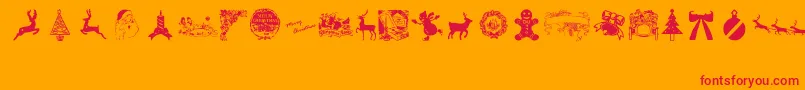 VintageChristmas Font – Red Fonts on Orange Background