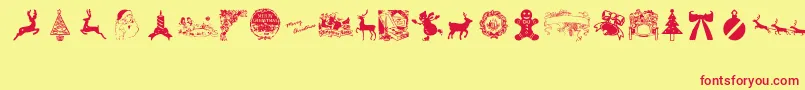 VintageChristmas Font – Red Fonts on Yellow Background