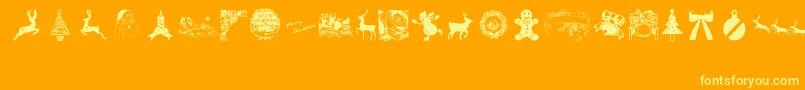 VintageChristmas Font – Yellow Fonts on Orange Background