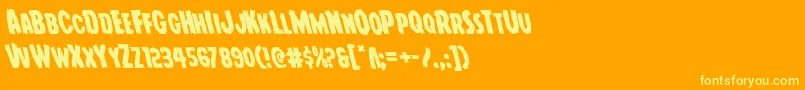 Youngfrankleft-Schriftart – Gelbe Schriften auf orangefarbenem Hintergrund
