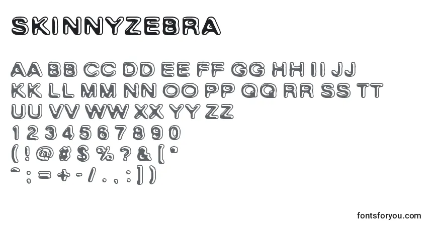A fonte SkinnyZebra – alfabeto, números, caracteres especiais