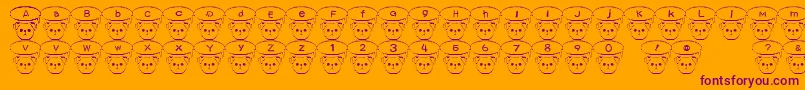 TKumaFont-Schriftart – Violette Schriften auf orangefarbenem Hintergrund