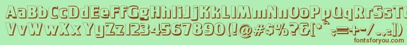 Tobagopostershadow-Schriftart – Braune Schriften auf grünem Hintergrund