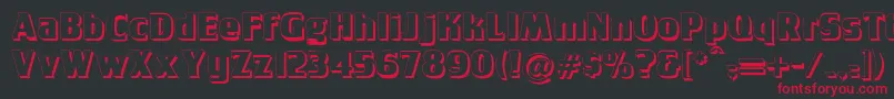 フォントTobagopostershadow – 黒い背景に赤い文字