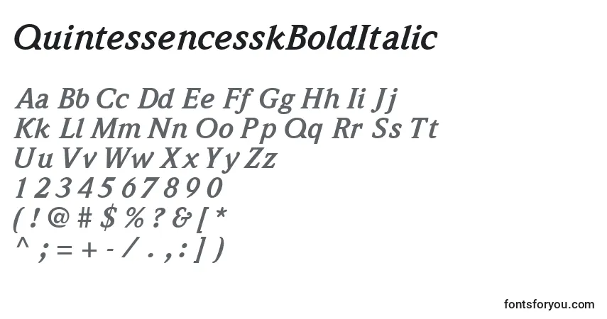 Шрифт QuintessencesskBoldItalic – алфавит, цифры, специальные символы