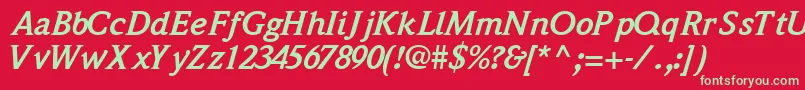 QuintessencesskBoldItalic Font – Green Fonts on Red Background