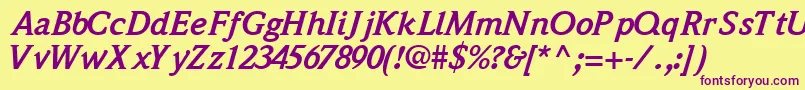 QuintessencesskBoldItalic Font – Purple Fonts on Yellow Background