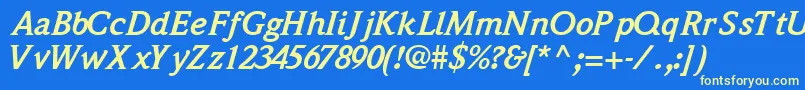 QuintessencesskBoldItalic Font – Yellow Fonts on Blue Background