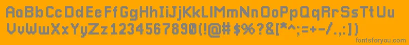Pixellari-Schriftart – Graue Schriften auf orangefarbenem Hintergrund