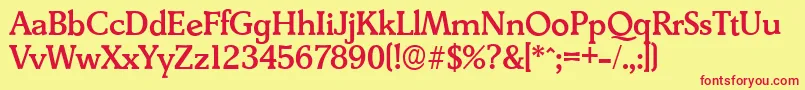フォントDerringerserialMediumRegular – 赤い文字の黄色い背景