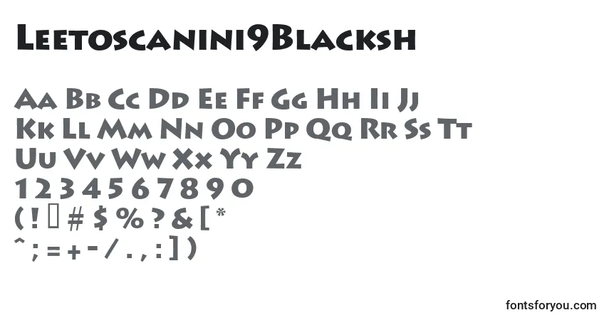 Leetoscanini9Blacksh-fontti – aakkoset, numerot, erikoismerkit