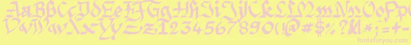 Argpriht-Schriftart – Rosa Schriften auf gelbem Hintergrund