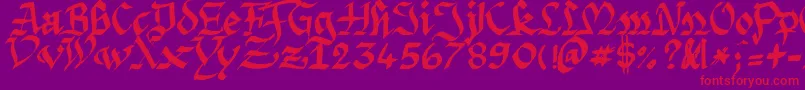 Argpriht-Schriftart – Rote Schriften auf violettem Hintergrund