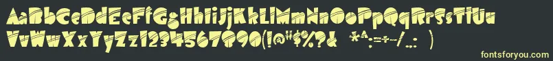 フォントAirmoleq – 黒い背景に黄色の文字