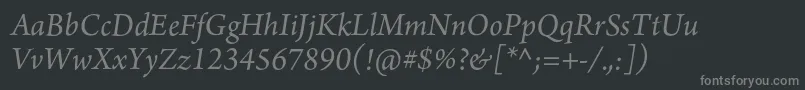 フォントArnoproItalic12pt – 黒い背景に灰色の文字