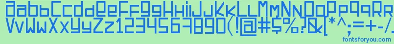 フォントEspacioCuadrado – 青い文字は緑の背景です。