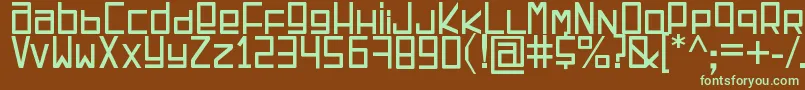 EspacioCuadrado-fontti – vihreät fontit ruskealla taustalla
