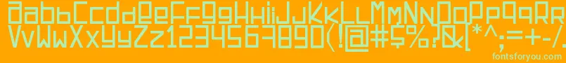 Fonte EspacioCuadrado – fontes verdes em um fundo laranja