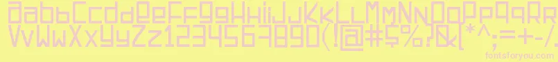 EspacioCuadrado-fontti – vaaleanpunaiset fontit keltaisella taustalla