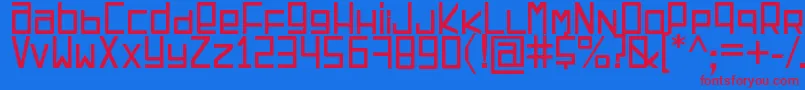 EspacioCuadrado Font – Red Fonts on Blue Background