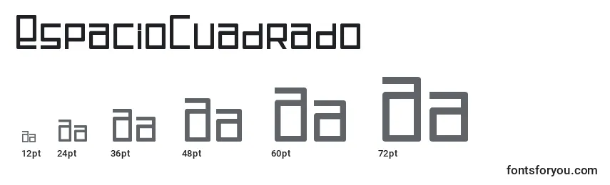 Размеры шрифта EspacioCuadrado