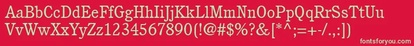 フォントItcCushingLtBook – 赤い背景に緑の文字