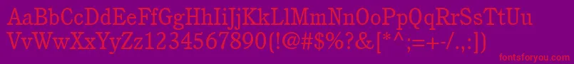 fuente ItcCushingLtBook – Fuentes Rojas Sobre Fondo Morado