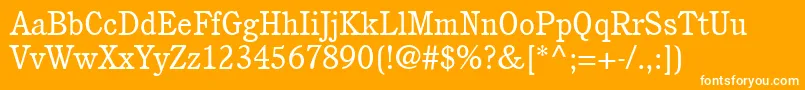 ItcCushingLtBook-Schriftart – Weiße Schriften auf orangefarbenem Hintergrund