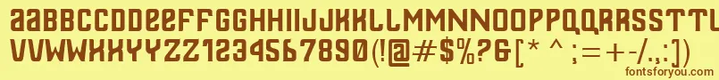 フォントThailandesa – 茶色の文字が黄色の背景にあります。