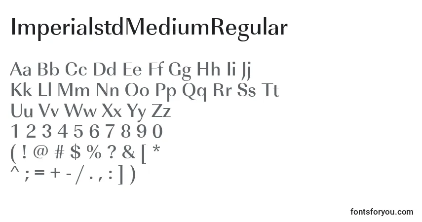 A fonte ImperialstdMediumRegular – alfabeto, números, caracteres especiais