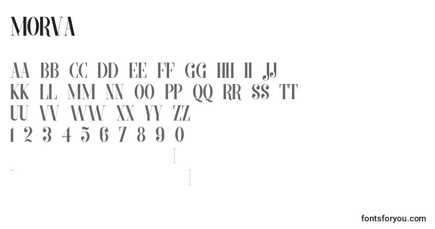 Schriftart Morva (73346) – Alphabet, Zahlen, spezielle Symbole