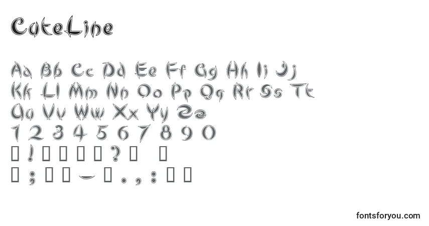 Schriftart CuteLine – Alphabet, Zahlen, spezielle Symbole