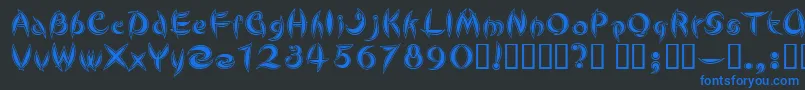 CuteLine Font – Blue Fonts on Black Background