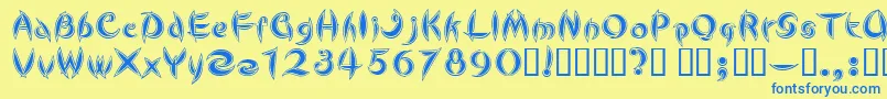 CuteLine Font – Blue Fonts on Yellow Background