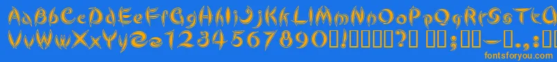 CuteLine-Schriftart – Orangefarbene Schriften auf blauem Hintergrund