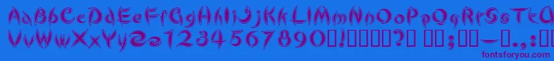 CuteLine Font – Purple Fonts on Blue Background