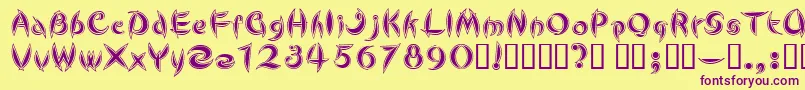 CuteLine-Schriftart – Violette Schriften auf gelbem Hintergrund