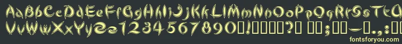 フォントCuteLine – 黒い背景に黄色の文字