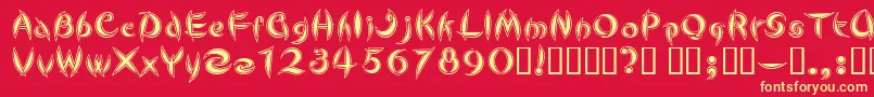 CuteLine Font – Yellow Fonts on Red Background