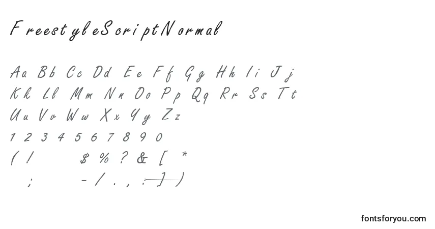 Шрифт FreestyleScriptNormal – алфавит, цифры, специальные символы
