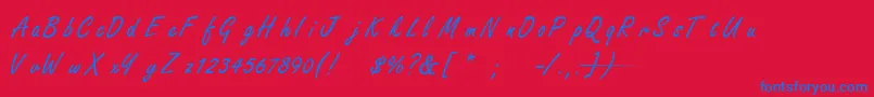 FreestyleScriptNormal-Schriftart – Blaue Schriften auf rotem Hintergrund